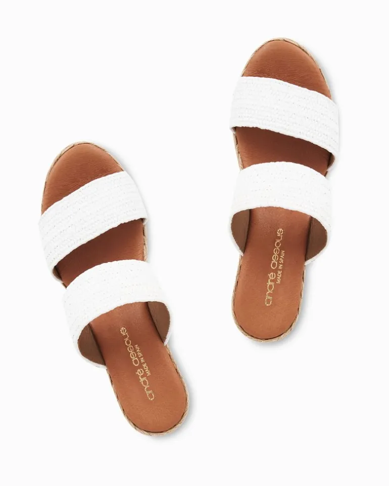 André Assous Nori White Stretch-Raffia Wedges