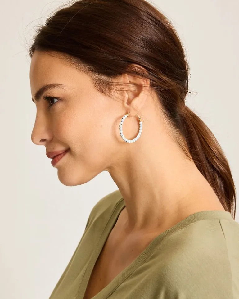 Coral Isles Turquoise Bead Hoop Earrings