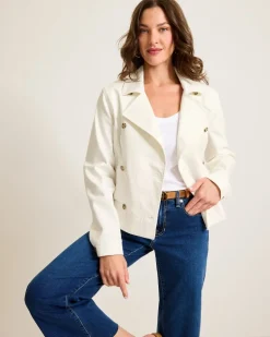 Cotton Twill Cropped Peacoat
