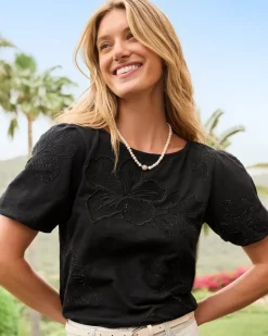 Heritage Hibiscus Puff-Sleeve Lux T-Shirt