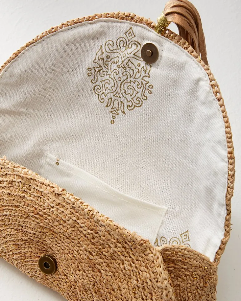 Islamora Lux Crocheted Raffia Clutch