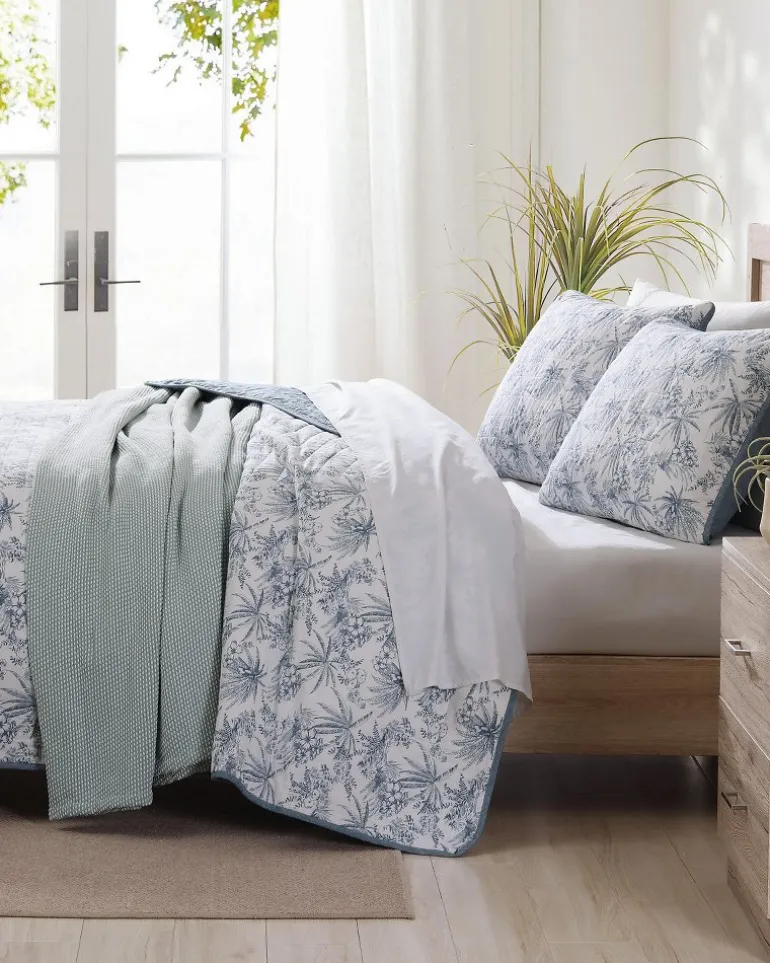 Pen and Ink Palm Reversible 2-Piece Twin Quilt Set