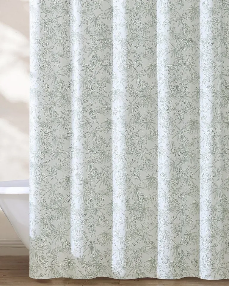Pen and Ink Spring Green Palm Shower Curtain