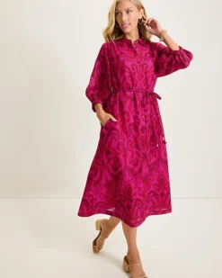 Seaside Ikat Midi Shirt Dress