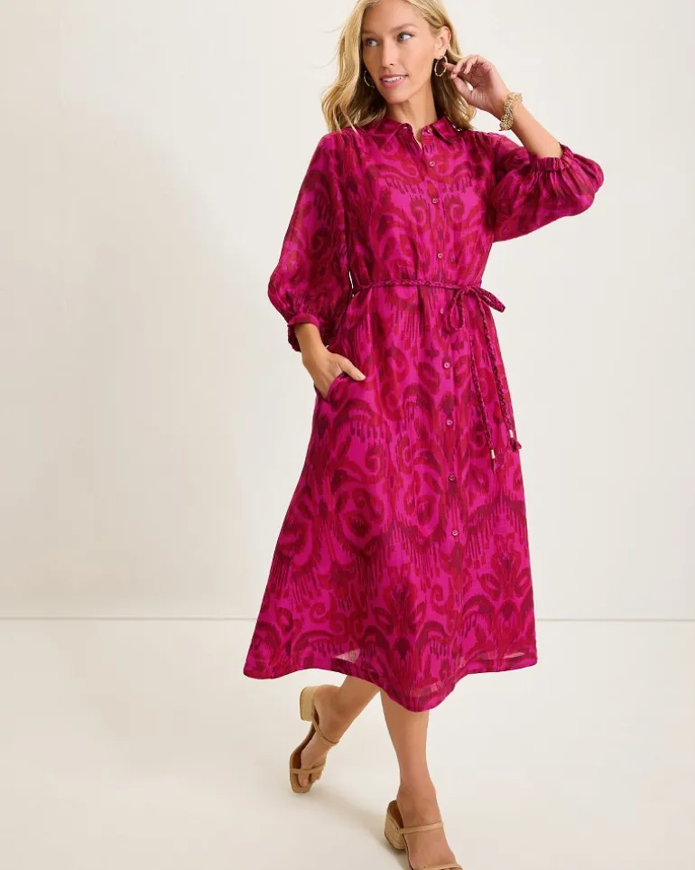 Seaside Ikat Midi Shirt Dress
